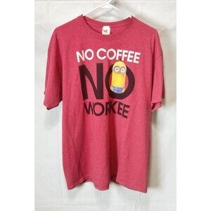 Despicable Me Minion Graphic No Coffee No‎ Workee Unisex XL Faded Red Tee